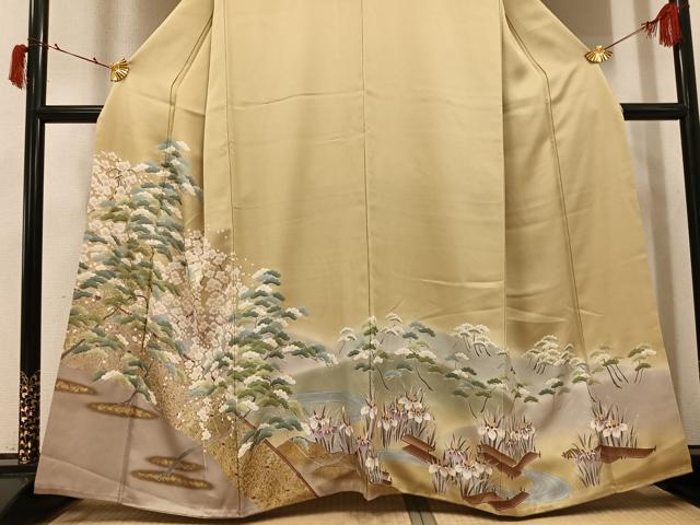 平和屋着物●訪問着 草花文 暈し染め 金彩 正絹 逸品 AABI4902ph