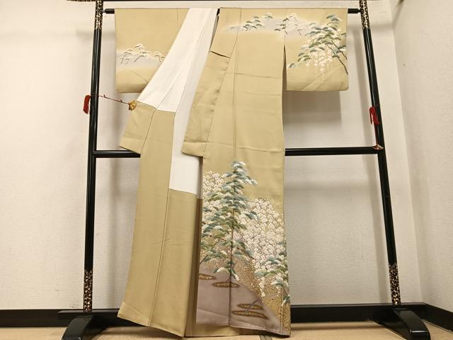 平和屋着物●訪問着 草花文 暈し染め 金彩 正絹 逸品 AABI4902ph