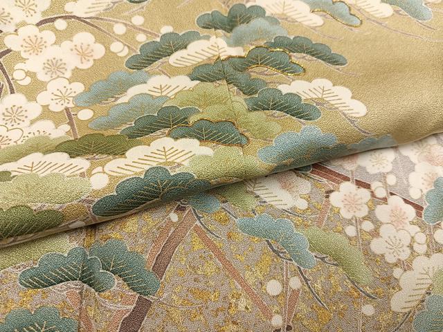 平和屋着物●訪問着 草花文 暈し染め 金彩 正絹 逸品 AABI4902ph