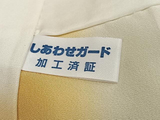 平和屋着物●上質な色無地 七宝花地紋 淡黄色 正絹 逸品 AABI4903ph