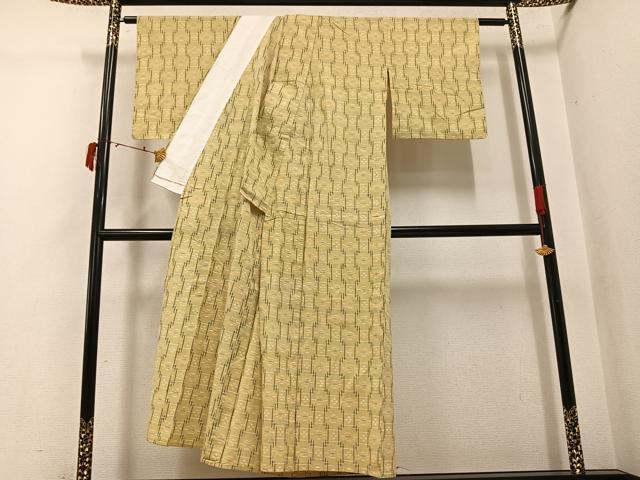 平和屋着物●綿琉球 単衣 幾何学文様 綿 逸品 AABI4907ph