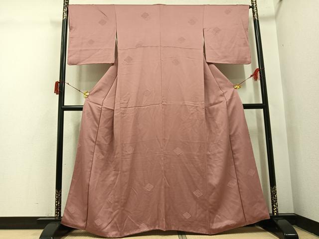 平和屋着物●上質な色無地 花菱地紋 鴇浅葱色 正絹 逸品 AABI4921ph