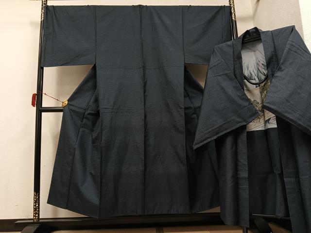 平和屋着物●男性 本場大島紬 アンサンブル 100亀甲 総詰め キングサイズ 正絹 逸品 未使用 AABI4922ph