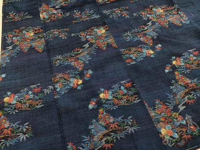 平和屋着物●小千谷紬 風景草花文 証紙付き 正絹 逸品 未使用 AABI4925ph