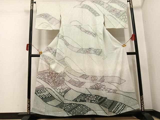 平和屋着物●訪問着 総絞り 草花文 正絹 逸品 AABI4930ph
