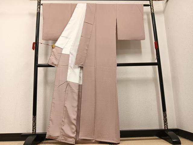 平和屋着物●ファッションデザイナー 花井幸子 色無地 赤白橡色 正絹 逸品 AABI4933ph