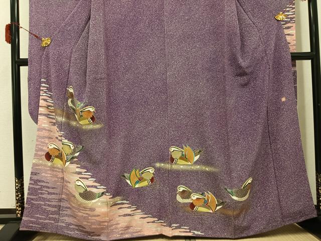平和屋着物●豪華振袖 友禅 作家物 鴛鴦文 たたき染め 金銀彩 正絹 逸品 AABI4934ph