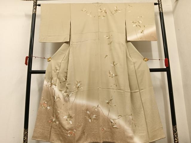 平和屋着物●訪問着 草花文 暈し染め 金彩 正絹 逸品 AABI4937ph