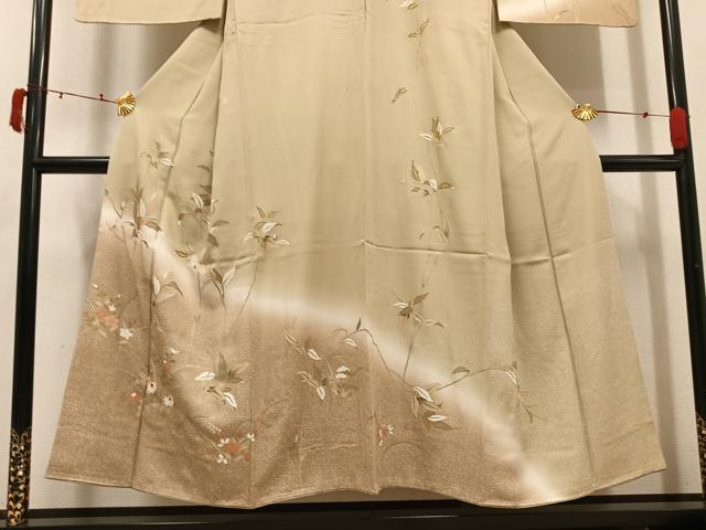 平和屋着物●訪問着 草花文 暈し染め 金彩 正絹 逸品 AABI4937ph