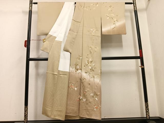 平和屋着物●訪問着 草花文 暈し染め 金彩 正絹 逸品 AABI4937ph