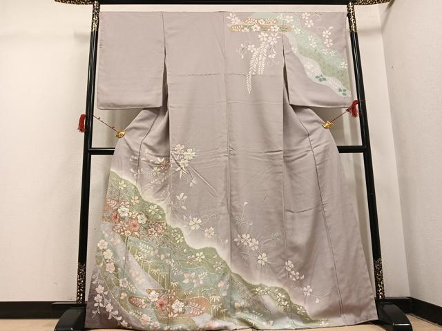 平和屋着物●訪問着 絞り 辻が花 暈し染め 金彩 正絹 逸品 AABI4938ph