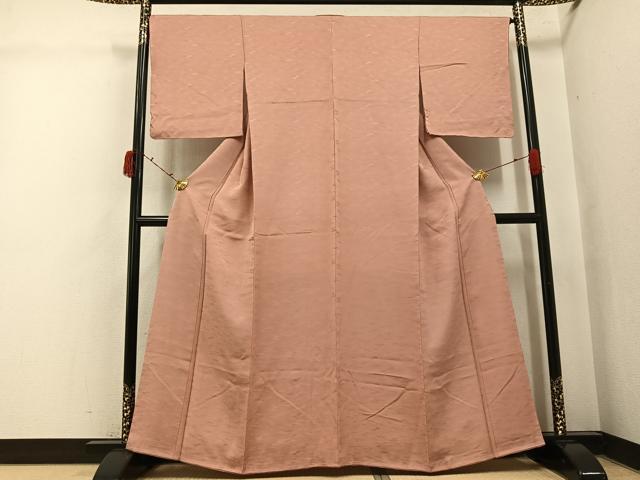 平和屋着物●上質な色無地 霞地紋 ときがら茶色 正絹 逸品 未使用 AABI4942ph