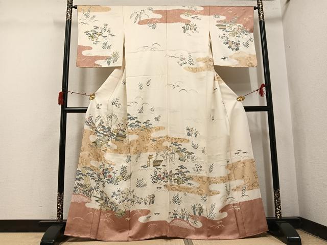 平和屋着物●訪問着 松竹梅風景文 金彩 ますいわ屋扱い 正絹 逸品 AABI4944ph