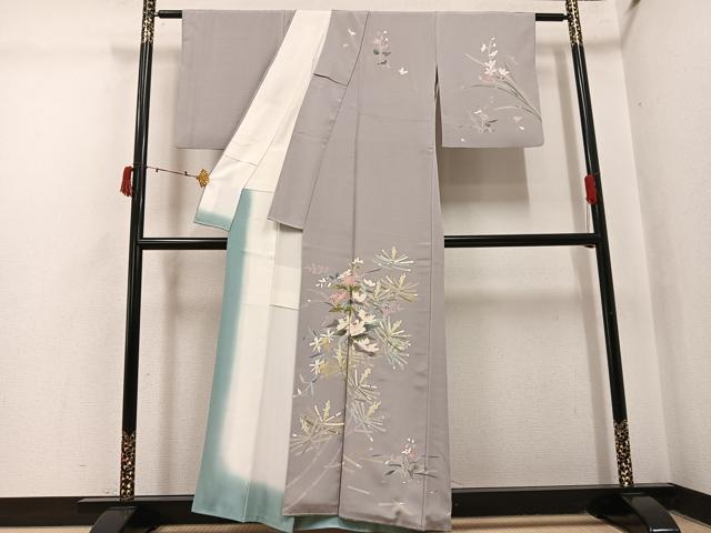 平和屋着物●訪問着 友禅 草花文 正絹 逸品 AABI4946ph