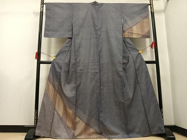 平和屋着物●訪問着 本場大島紬 染大島 斜め取り割付文 正絹 逸品 未使用 AABI4948ph