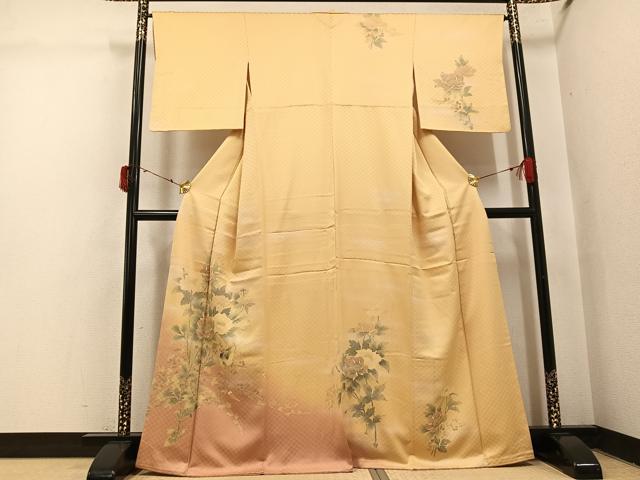 平和屋着物●訪問着 花鳥文 暈し染め 正絹 逸品 AABI4950ph