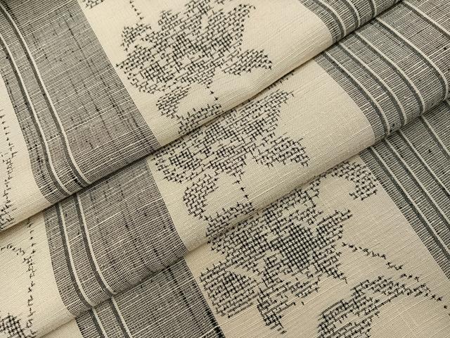平和屋着物●結城紬 更紗唐草間道 正絹 逸品 AABI4951ph
