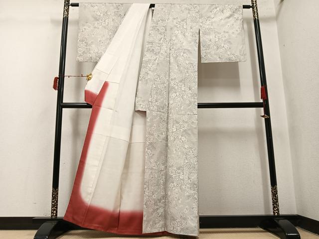 平和屋着物●本場大島紬 白大島 カタス7マルキ 草花文 正絹 逸品 AABI4959ph