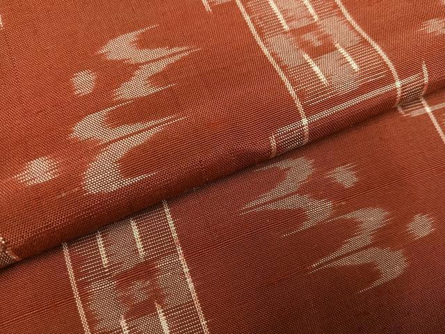 平和屋着物●本場琉球絣 紬 蘇芳色 正絹 逸品 未使用 AABI4960ph