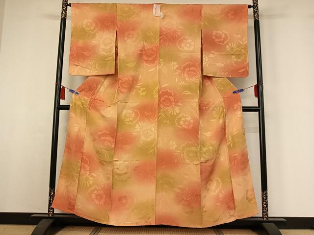 平和屋着物▽上質な小紋 単衣 霞文 暈し染め 正絹 逸品 AABI4967jh