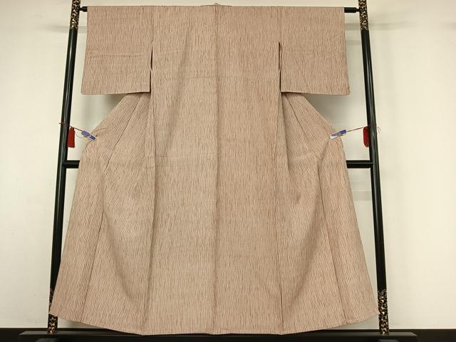平和屋着物▽上質な小紋 単衣 変わり縞 正絹 逸品 AABI4973jh