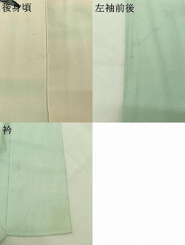 平和屋着物▽訪問着 単衣 枝葉文 暈し染め 金彩 正絹 逸品 AABI4974jh