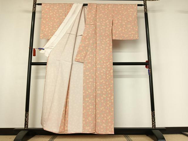 平和屋着物▽上質な小紋 単衣 枝梅文 正絹 逸品 AABI4977jh