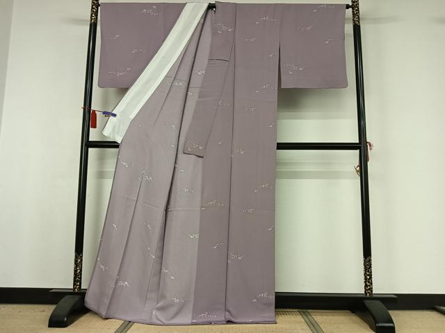 平和屋着物▽上質な小紋 単衣 草花文 正絹 逸品 AABI4979jh