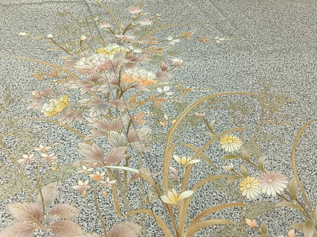 平和屋着物▽訪問着 単衣 草花文 暈し染め 金彩 正絹 逸品 AABI4981jh