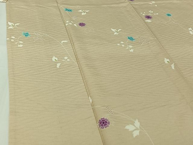 平和屋着物▽上質な小紋 単衣 草花文 正絹 逸品 AABI4984jh