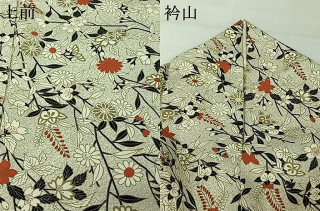 平和屋着物▽上質な小紋 単衣 草花文 金彩 正絹 逸品 AABI4986jh