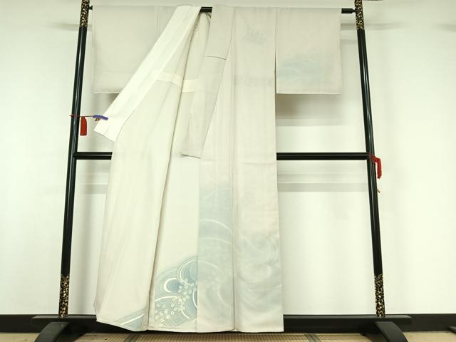 平和屋着物▽訪問着 無双 紗袷 紗×絽 流水萩文 暈し染め 金彩 正絹 逸品 AABI4988jh