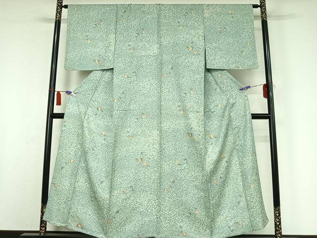 平和屋着物▽上質な小紋 単衣 舞葉文 金彩 正絹 逸品 AABI4992jh