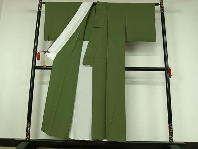 平和屋着物▽上質な色無地 単衣 柳染色 正絹 逸品 AABI4995jh