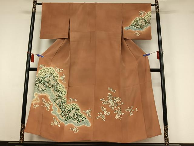 平和屋着物▽訪問着 単衣 絞り 辻が花 暈し染め 正絹 逸品 AABI4999jh