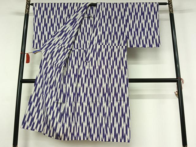 平和屋着物▽男性 お召 単衣 蚊絣 正絹 逸品 AABI5002jh