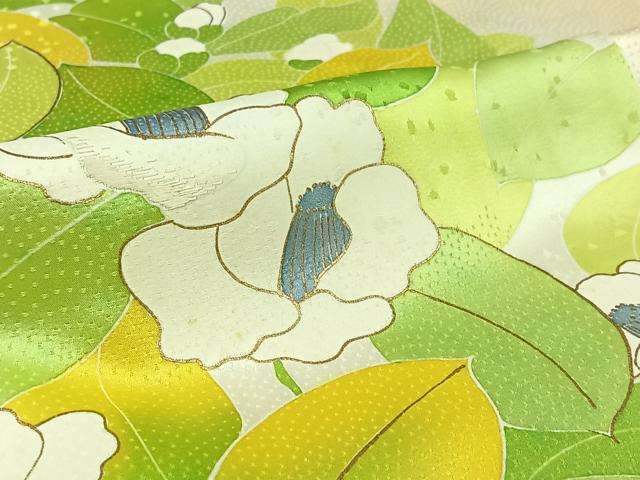平和屋着物▽訪問着 単衣 草花文 暈し染め 金彩 正絹 逸品 AABI5003jh