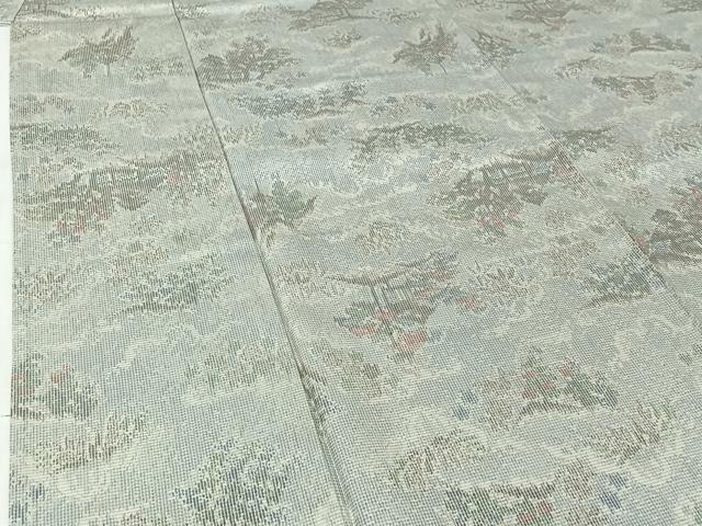 平和屋着物▽上質な紬 単衣 風景文 正絹 逸品 AABI5006jh