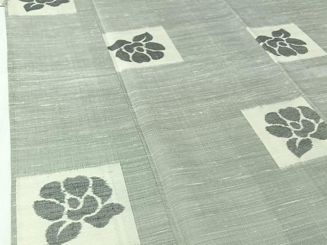 平和屋着物▽紬屋吉平 萬代紬 単衣 草花文 証紙付き 正絹 逸品 AABI5013jh