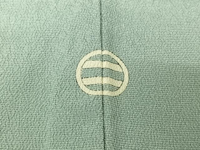 平和屋着物▽本塩沢 単衣 秘色色 正絹 逸品 AABI5023jh