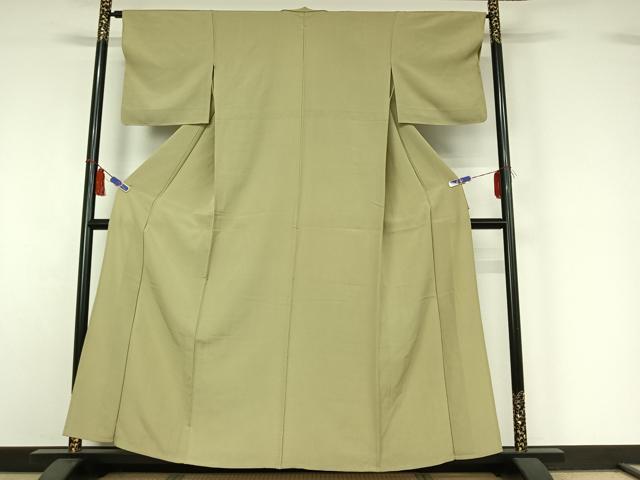 平和屋着物▽上質な色無地 単衣 抹茶色 正絹 逸品 AABI5027jh