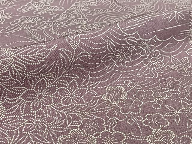 平和屋着物▽上質な小紋 単衣 風景花文 正絹 逸品 AABI5032jh