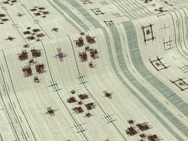 平和屋着物▽上質な紬 単衣 幾何学文様 正絹 逸品 AABI5034jh
