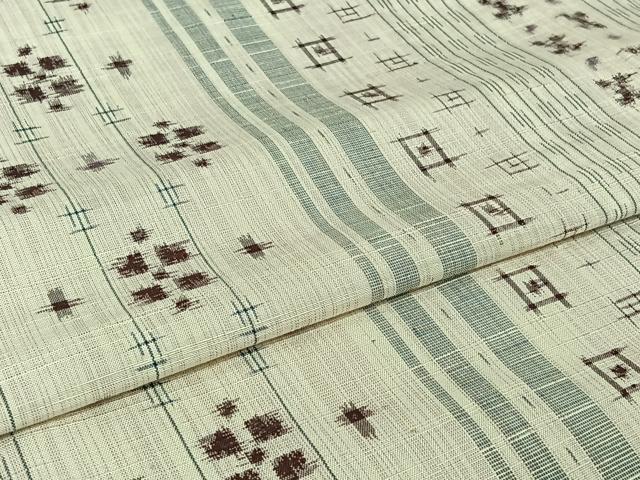 平和屋着物▽上質な紬 単衣 幾何学文様 正絹 逸品 AABI5034jh