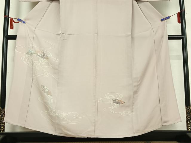 平和屋着物▽訪問着 単衣 流水扇面文 正絹 逸品 AABI5035jh