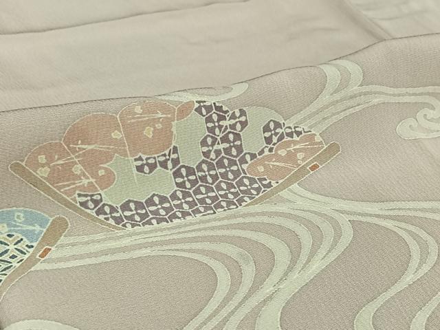 平和屋着物▽訪問着 単衣 流水扇面文 正絹 逸品 AABI5035jh