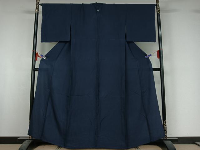 平和屋着物▽上質な色無地 単衣 留紺色 正絹 逸品 AABI5036jh