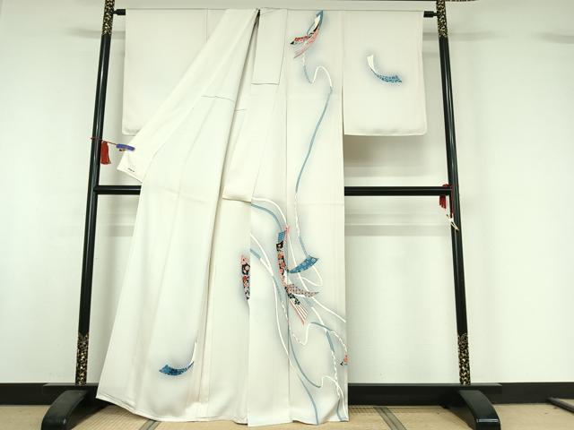 平和屋着物▽訪問着 単衣 束ね熨斗花文 暈し染め 金彩 正絹 逸品 AABI5037jh
