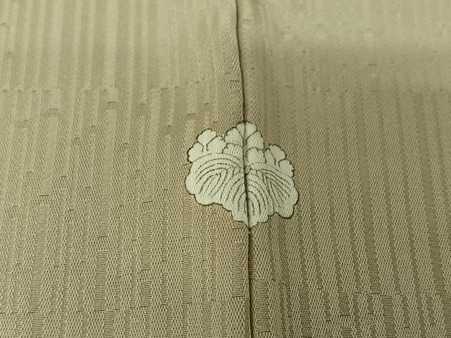 平和屋着物▽上質な色無地 単衣 横段地紋 練色 正絹 逸品 AABI5038jh