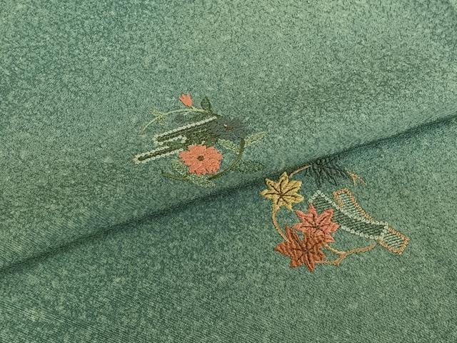 平和屋着物▽訪問着 単衣 刺繍 花丸文 金彩 正絹 逸品 AABI5039jh